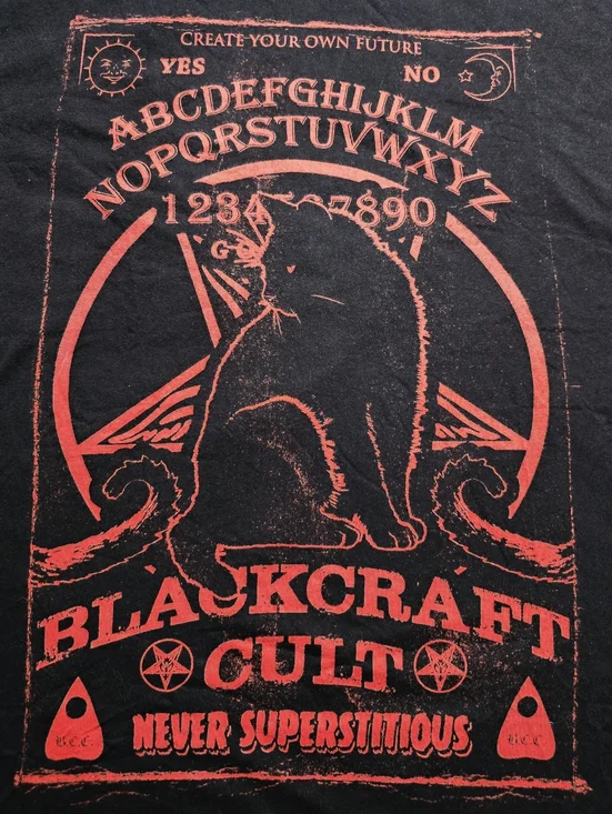 Limited Edition Blackcraft Cult Ouija Cat T Shirt Mens XL Black/red - Picture 2 of 4